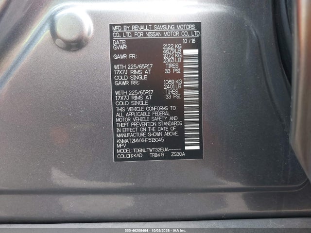 Nissan ROGUE SV 2017 KNMAT2MVXHP513045 Image 9