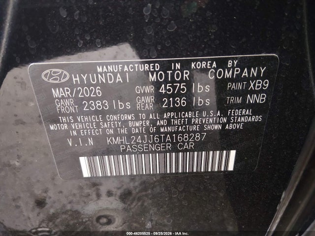 Aukcja sprzedaży 2026 Hyundai Sonata Hybrid Blue, vin: KMHL24JJ6TA168287, numer aukcji: 46205525