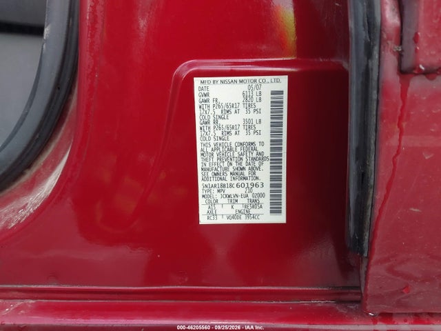 Aukcja sprzedaży 2008 Nissan Pathfinder Le, vin: 5N1AR18B18C601963, numer aukcji: 46205560