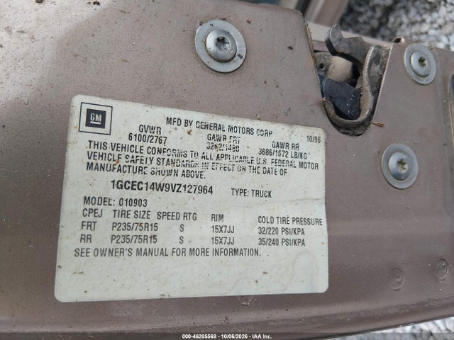 Продажа на аукционе авто 1997 Chevrolet C/k 1500 Work Fleetside W/t, vin: 1GCEC14W9VZ127964, номер лота: 46205568