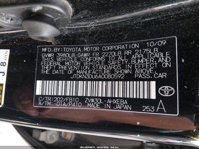 Продажа на аукционе авто 2010 Toyota Prius Iii, vin: JTDKN3DU6A0080592, номер лота: 46205670