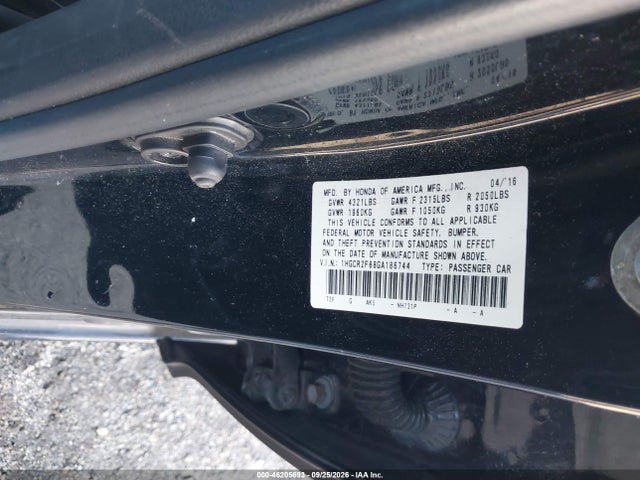 2016 Honda Accord Ex-l მანქანა იყიდება აუქციონზე, vin: 1HGCR2F88GA186744, აუქციონის ნომერი: 46205693