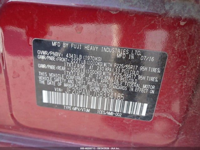 Subaru Crosstrek Limited 2016 JF2GPANC7G8334185 Image 9