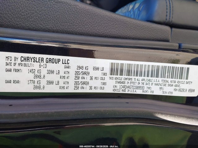Aukcja sprzedaży 2013 Dodge Durango Sxt, vin: 1C4RDHAG7DC689593, numer aukcji: 46205744