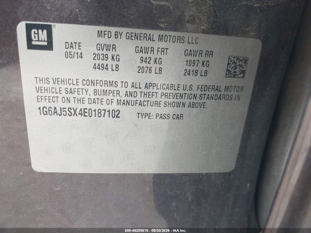 Продаж на аукціоні авто 2014 Cadillac Ats Performance, vin: 1G6AJ5SX4E0187102, номер лоту: 46205816