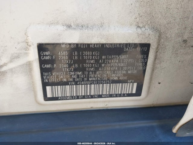 Subaru Outback 2.5i Limited 2014 4S4BRBPC6E3256252 Image 9