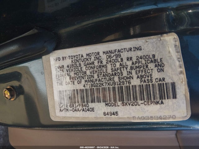 Продажа на аукционе авто 1999 Toyota Camry Le, vin: 4T1BG22K7XU912976, номер лота: 46205897