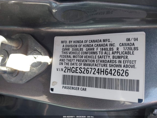 Продажа на аукционе авто 2004 Honda Civic Ex, vin: 2HGES26724H642626, номер лота: 46205971