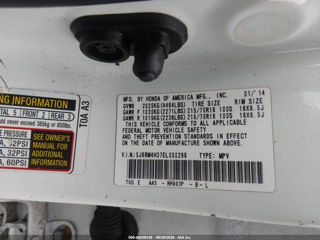 Продаж на аукціоні авто 2014 Honda Cr-v Lx, vin: 5J6RM4H37EL050296, номер лоту: 46206108