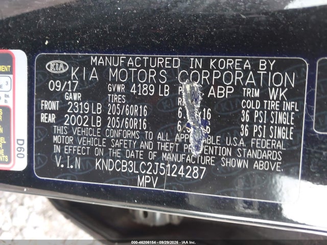 Auction sale of the 2018 Kia Niro Lx, vin: KNDCB3LC2J5124287, lot number: 46206154