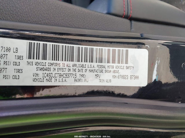 Dodge Durango R/t Awd 2017 1C4SDJCT8HC937715 Image 9