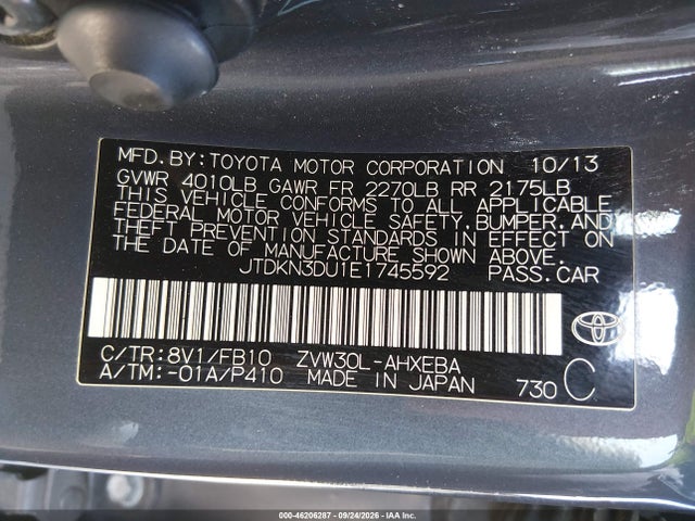 Toyota Prius Three 2014 JTDKN3DU1E1745592 Image 9