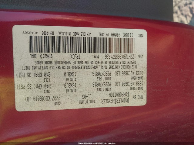 46206310 :رقم المزاد ، 1Z7HT28K26S574726 vin ، 2006 Mitsubishi Raider Ls مزاد بيع