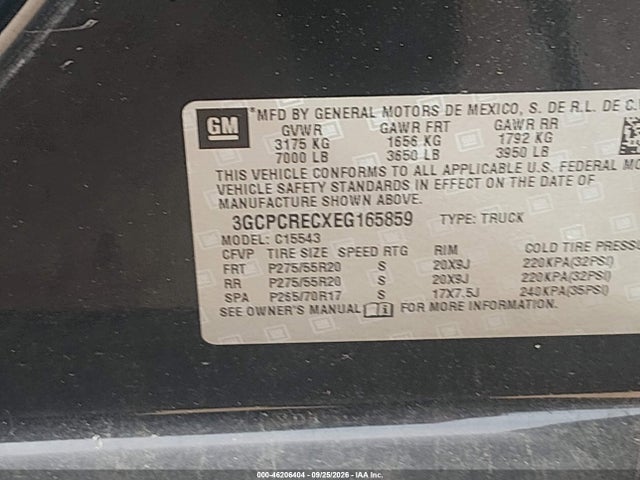 3GCPCRECXEG165859 Chevrolet Silverado 1500 1lt