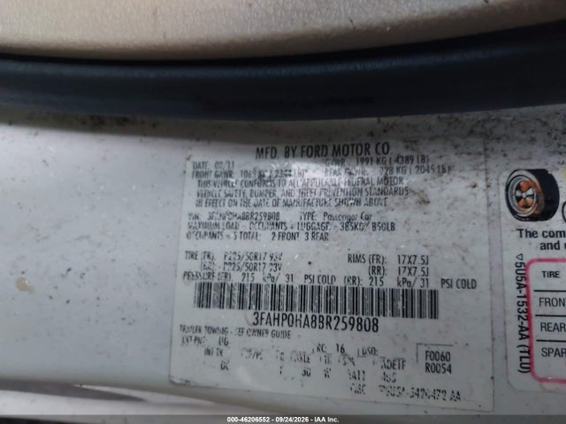 Продажа на аукционе авто 2011 Ford Fusion Se, vin: 3FAHP0HA8BR259808, номер лота: 46206552