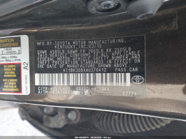 Продаж на аукціоні авто 2010 Toyota Avalon Xls, vin: 4T1BK3DBXAU370412, номер лоту: 46206570