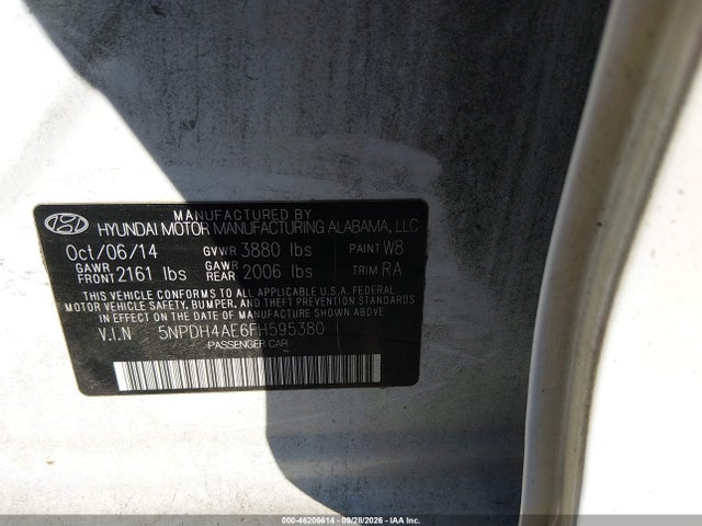 Продажа на аукционе авто 2015 Hyundai Elantra Se, vin: 5NPDH4AE6FH595380, номер лота: 46206614