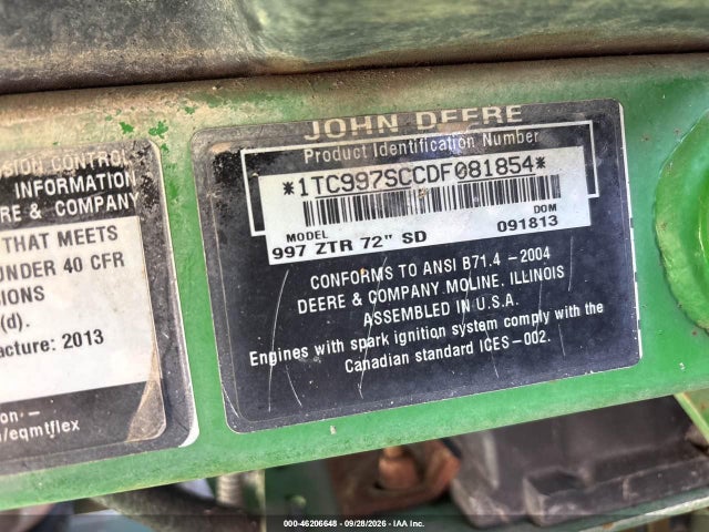 Продажа на аукционе авто 2000 John Deere Other, vin: 1TC997SCCDF081854, номер лота: 46206648