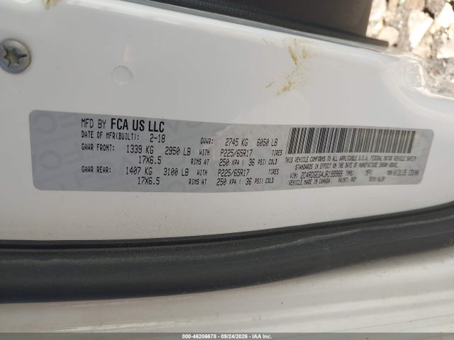 46206678 :رقم المزاد ، 2C4RDGEG4JR199989 vin ، 2018 Dodge Grand Caravan Gt مزاد بيع