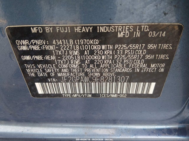 Продаж на аукціоні авто 2014 Subaru Xv Crosstrek Premium, vin: JF2GPAWC9E8281307, номер лоту: 46206716