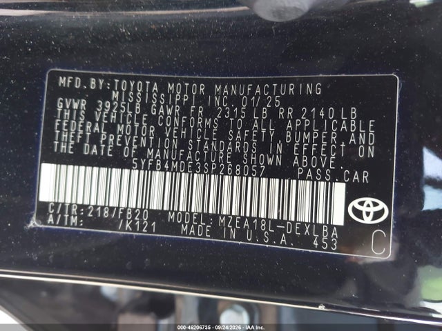 Toyota COROLLA LE 2025 5YFB4MDE3SP268057 Image 9
