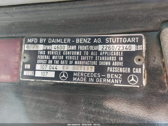Продажа на аукционе авто 1974 Mercedes Benz 450sl, vin: 10704412027119, номер лота: 46206750