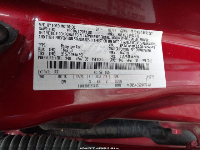 Продажа на аукционе авто 2013 Ford Focus Se, vin: 1FADP3K22DL124049, номер лота: 46206753