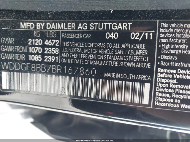 Продажа на аукционе авто 2011 Mercedes-benz C 300 Luxury 4matic/sport 4matic, vin: WDDGF8BB7BR167860, номер лота: 46206818