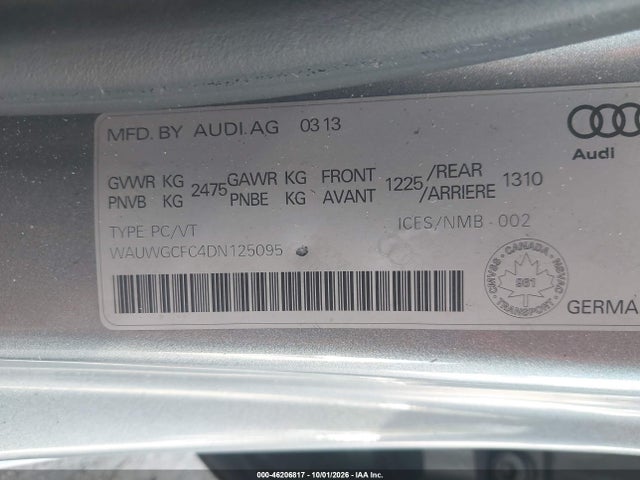Продажа на аукционе авто 2013 Audi A7 3.0t, vin: WAUWGCFC4DN125095, номер лота: 46206817