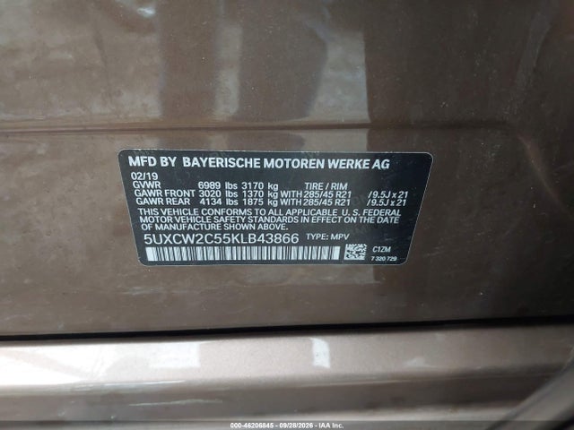 Продаж на аукціоні авто 2019 Bmw X7 Xdrive40i, vin: 5UXCW2C55KLB43866, номер лоту: 46206845