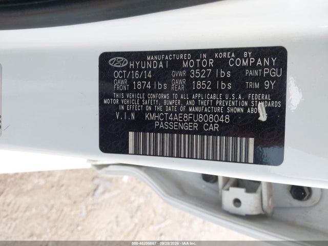 Aukcja sprzedaży 2015 Hyundai Accent Gls, vin: KMHCT4AE8FU808048, numer aukcji: 46206887