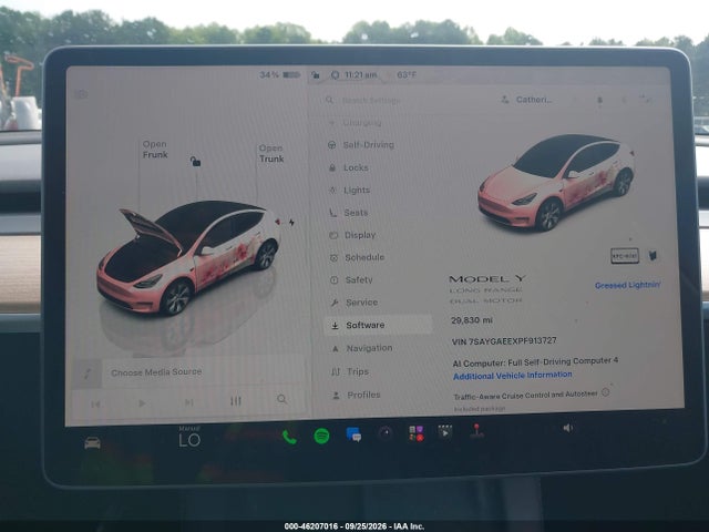 46207016 :رقم المزاد ، 7SAYGAEEXPF913727 vin ، 2023 Tesla Model Y Awd/long Range مزاد بيع