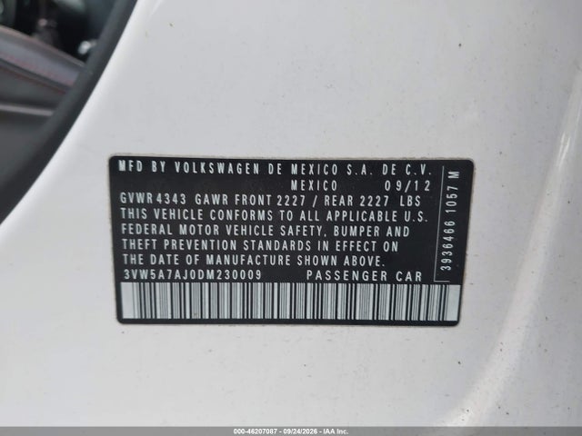 Aukcja sprzedaży 2013 Volkswagen Gli Autobahn, vin: 3VW5A7AJ0DM230009, numer aukcji: 46207087