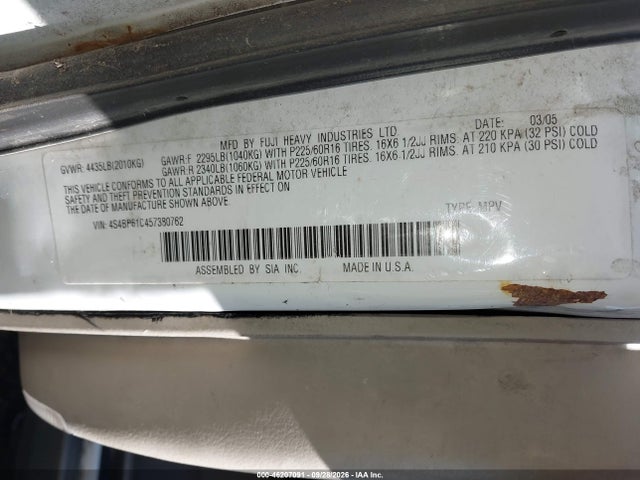 Aukcja sprzedaży 2005 Subaru Outback 2.5i, vin: 4S4BP61C457380762, numer aukcji: 46207091