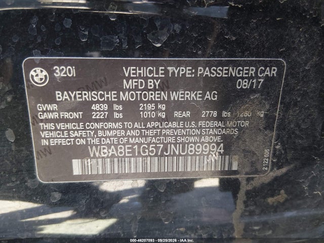 WBA8E1G57JNU89994 BMW 320i