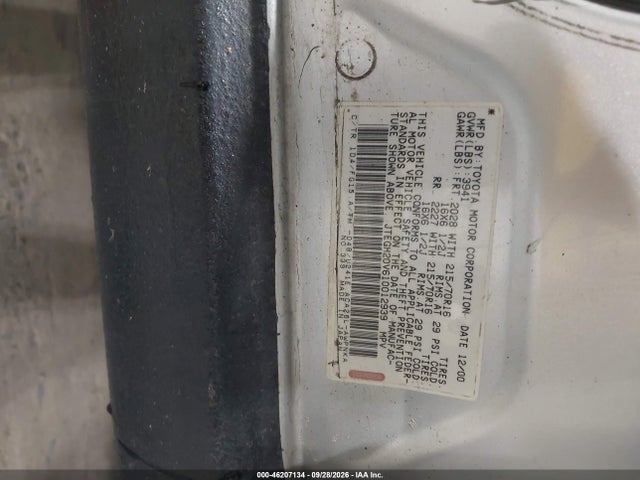 Продажа на аукционе авто 2001 Toyota Rav4, vin: JTEGH20V610012939, номер лота: 46207134