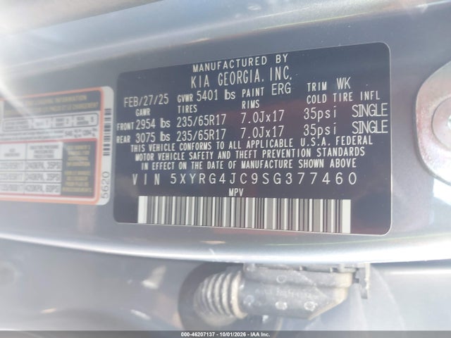 KIA SORENTO LX 2025 5XYRG4JC9SG377460 Image 9