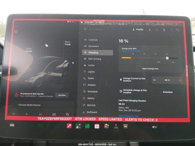 Auction sale of the 2024 Tesla Model Y Performance Dual Motor All-wheel Drive, vin: 7SAYGDEF6RF053337, lot number: 46207153