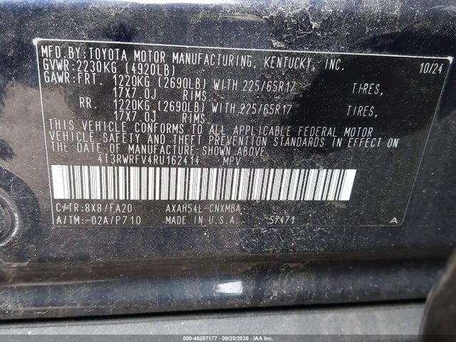 Aukcja sprzedaży 2024 Toyota Rav4 Hybrid Xle, vin: 4T3RWRFV4RU162414, numer aukcji: 46207177