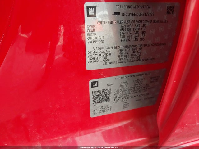 Aukcja sprzedaży 2021 Chevrolet Silverado 1500 4wd  Short Bed Rst, vin: 1GCUYEED6MZ179729, numer aukcji: 46207187