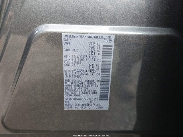 Продажа на аукционе авто 2019 Infiniti Qx60 Luxe, vin: 5N1DL0MN8KC554527, номер лота: 46207210