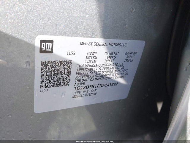 46207359 :رقم المزاد ، 1G1ZB5ST8RF141892 vin ، 2024 Chevrolet Malibu Fwd Ls مزاد بيع