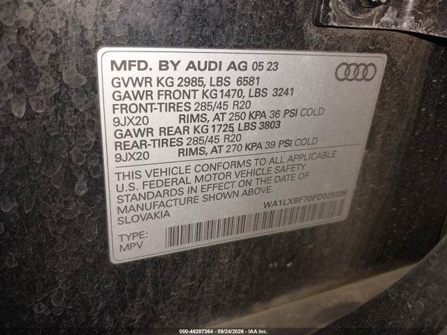 Aukcja sprzedaży 2023 Audi Q7 Premium Plus 55 Tfsi Quattro Tiptronic, vin: WA1LXBF70PD025339, numer aukcji: 46207364