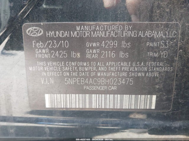 Продаж на аукціоні авто 2011 Hyundai Sonata Gls, vin: 5NPEB4AC9BH023475, номер лоту: 46207400