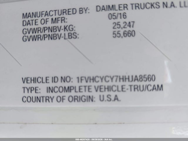 Aukcja sprzedaży 2017 Freightliner M2 106, vin: 1FVHCYCY7HHJA8560, numer aukcji: 46207420