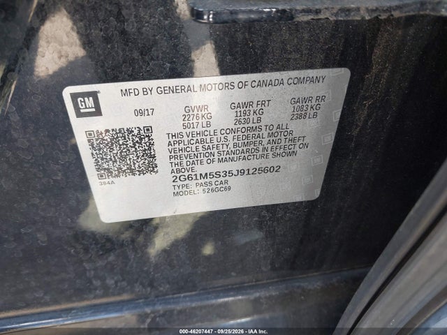2018 Cadillac Xts Luxury მანქანა იყიდება აუქციონზე, vin: 2G61M5S35J9125602, აუქციონის ნომერი: 46207447