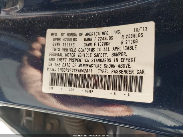 2014 Honda Accord Lx მანქანა იყიდება აუქციონზე, vin: 1HGCR2F3XEA042811, აუქციონის ნომერი: 46207453