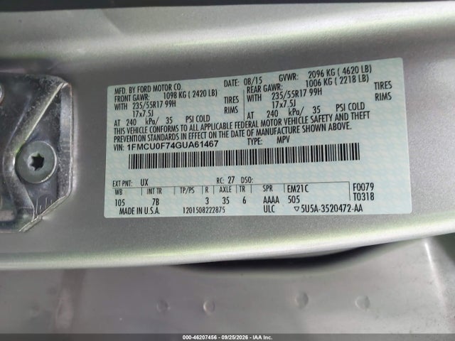 Продажа на аукционе авто 2016 Ford Escape S, vin: 1FMCU0F74GUA61467, номер лота: 46207456