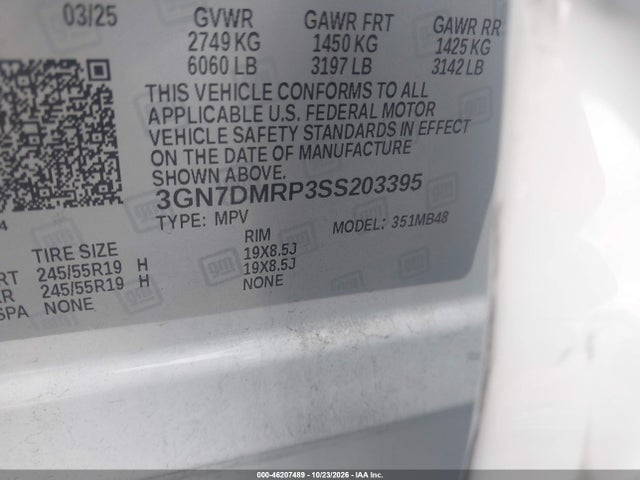46207489 :رقم المزاد ، 3GN7DMRP3SS203395 vin ، 2025 Chevrolet Equinox Ev Lt 1 مزاد بيع