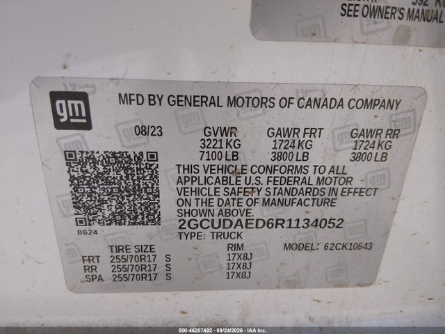 Продаж на аукціоні авто 2024 Chevrolet Silverado 1500 4wd  Short Bed Wt, vin: 2GCUDAED6R1134052, номер лоту: 46207492